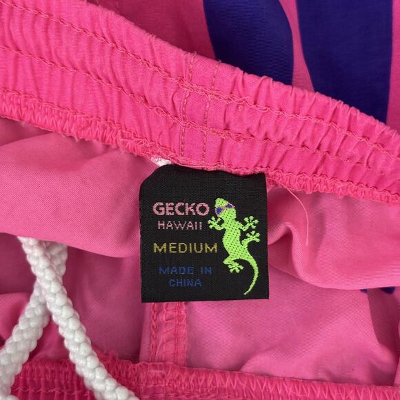 Vintage Gecko Hawaii Shorts Mens Medium Swim Trunks Surf Neon Graphic Lizard 90s - Picture 6 of 11
